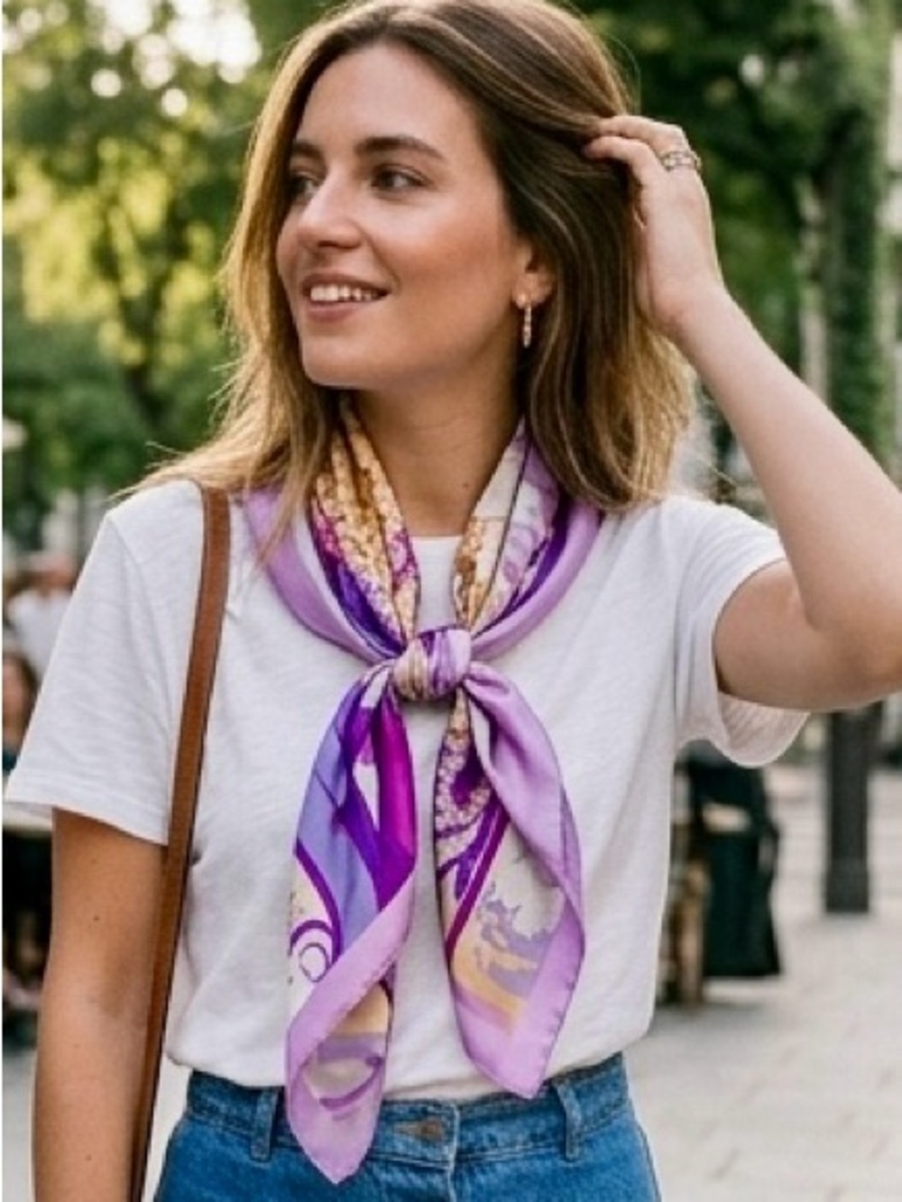 Silk like Pink Purple abstract Scarf